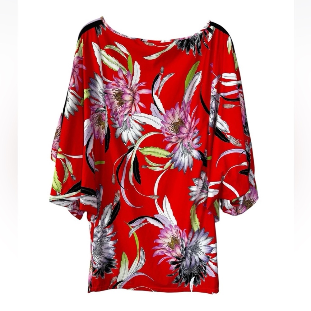 Trina Turk Shangri La Floral Tunic Size Large L Kimono Beach Coverup Mini Dress - Picture 5 of 6